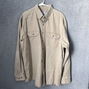 Tyndale Shirt Men 2XL Beige ARC Rated Flame Resistant Button Up Utility Work USA